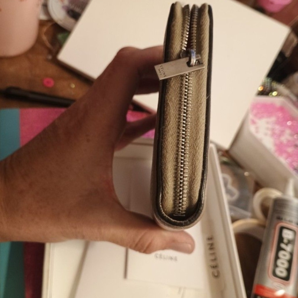 Céline Zip-Around Wallet in Taupe Beige Grained Leather, With Box - Picture 9 of 14
